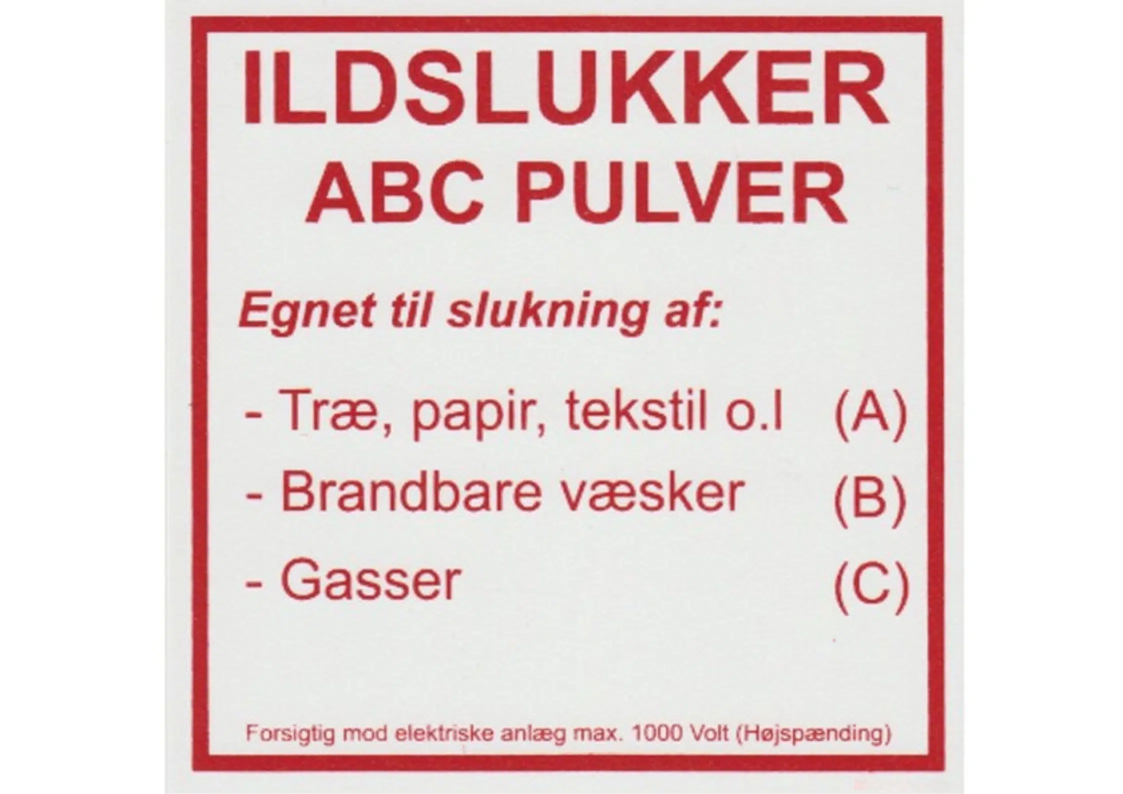 Andvendelsesskilt Pulver